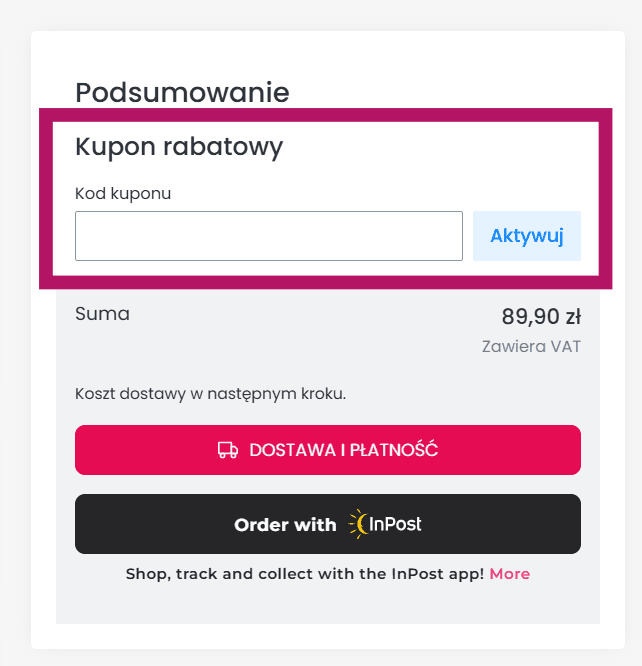 Zastosowanie kuponu rabatowego w sklepie RGcamp.eu