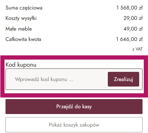 Zastosowanie kuponu rabatowego w Loberon.pl