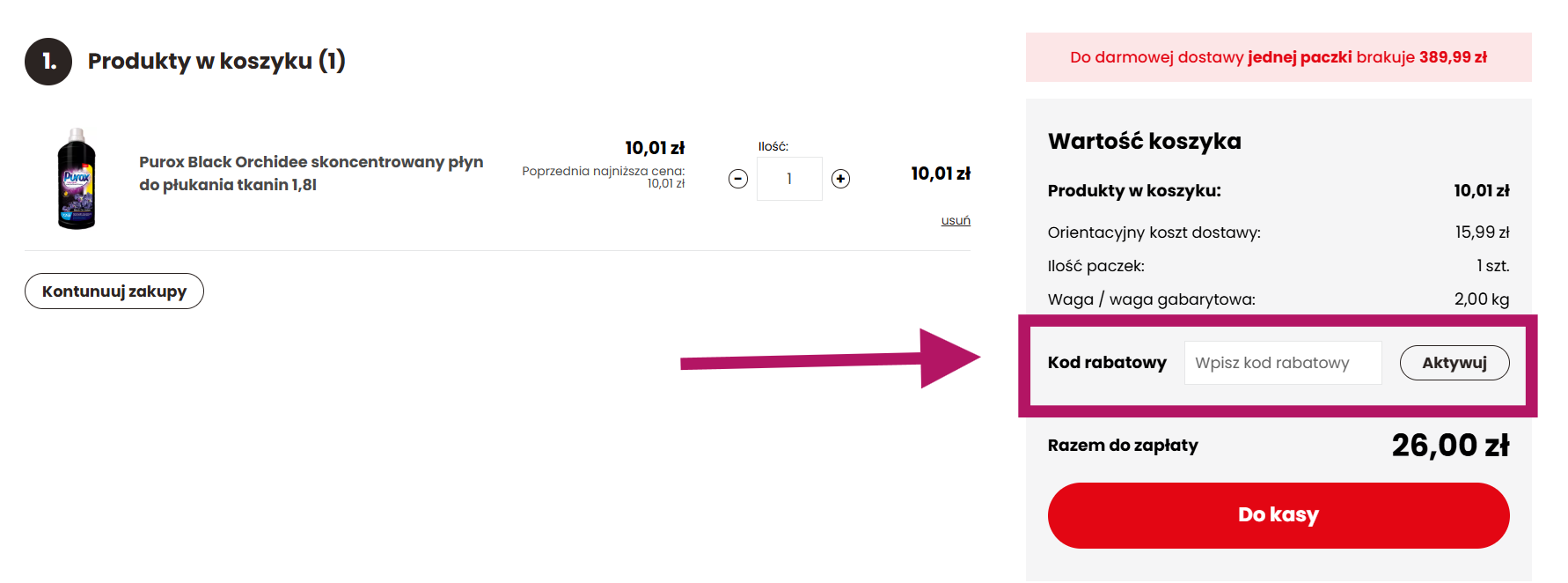 Zastosowanie kodu rabatowego w sklepie CLIENO