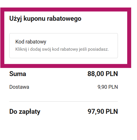 Zastosowanie kuponu rabatowego w sklepie Maganda.pl