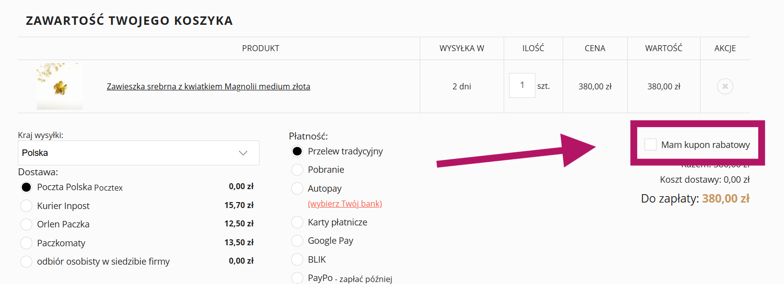 Jak wykorzystać kupon rabatowy w Venus Galeria