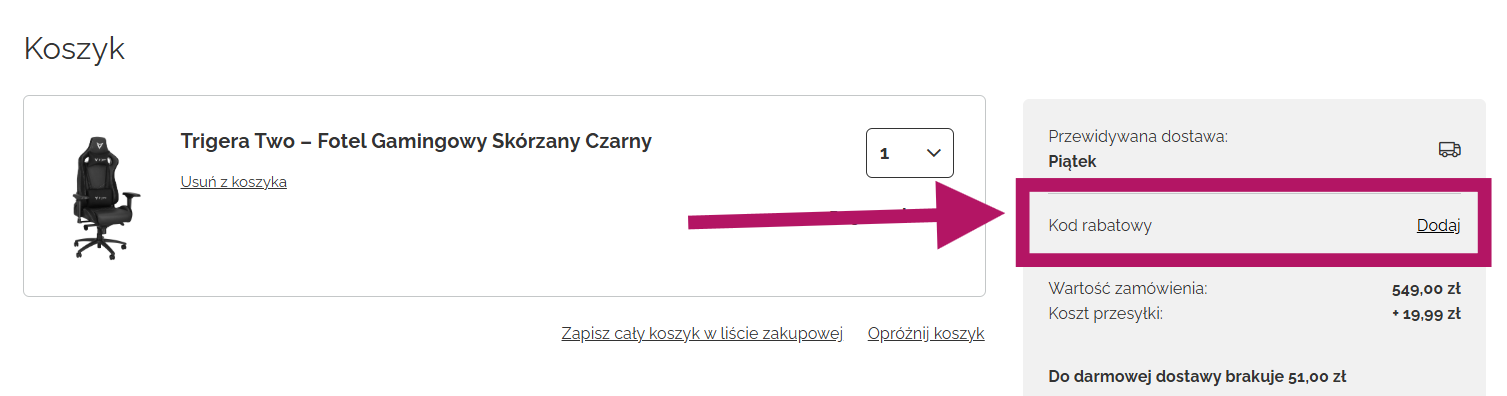 Jak zastosować kod rabatowy w Trigera.pl