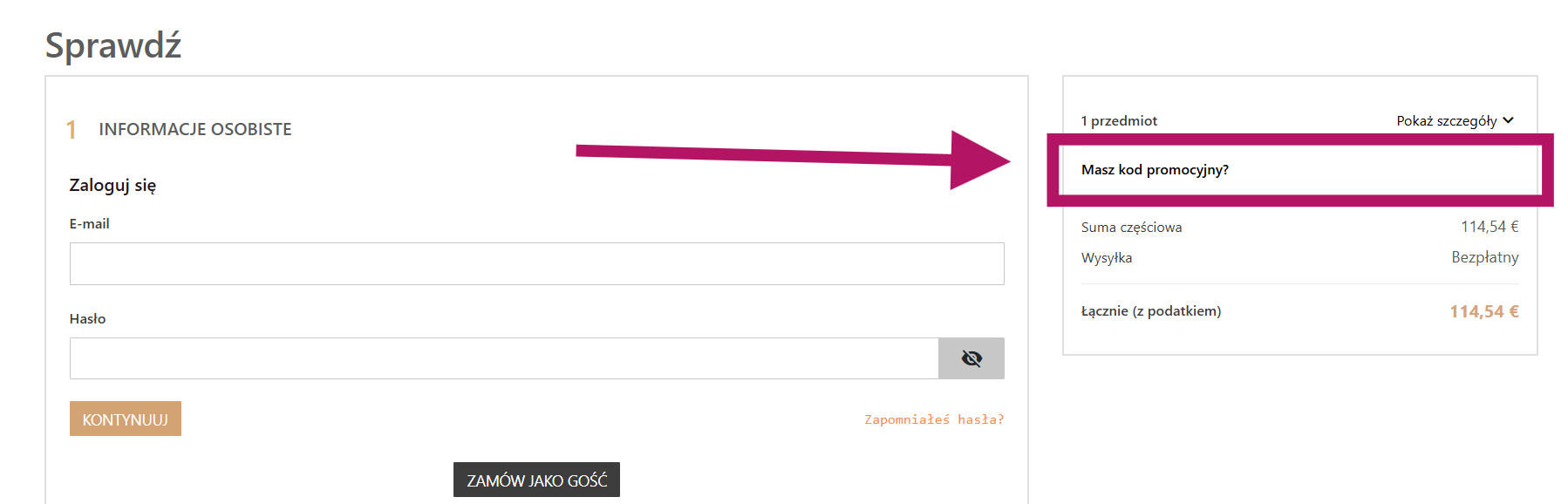Użycie kodu promocyjnego w Diforo.pl
