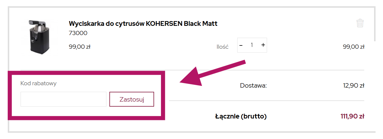 Zastosowanie kodu rabatowego w Kohersen.pl