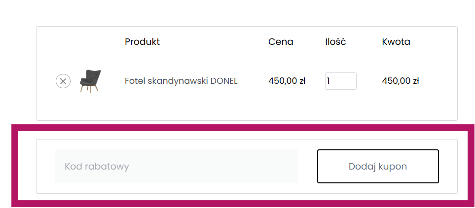 Zastosowanie kodu rabatowego w Meblohand.eu