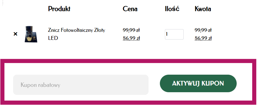 Użycie kuponu rabatowego w Wklady24.pl