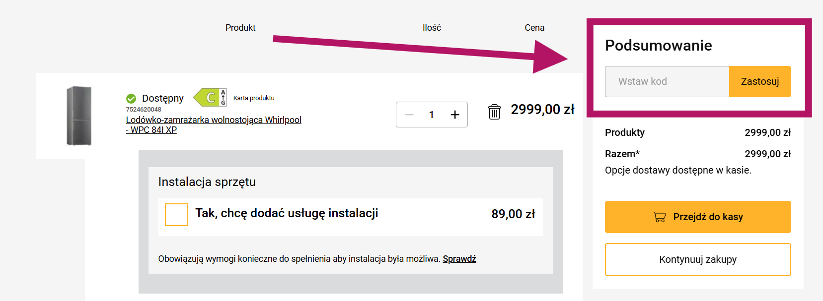Jak zastosować kod rabatowy na Whirlpool?
